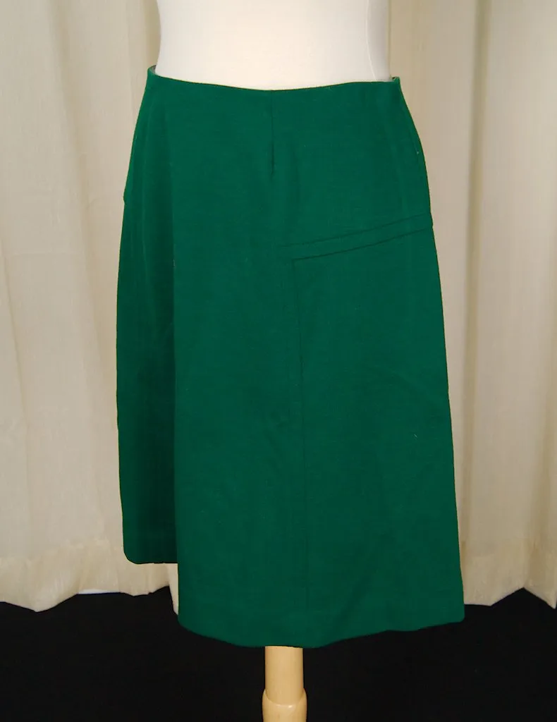 1960s Hunter Green A-Line Skirt