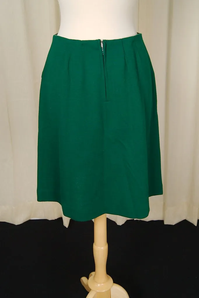 1960s Hunter Green A-Line Skirt