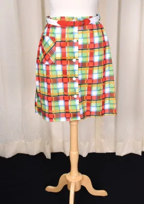 1960s Vintage Colorful Squares Skirt