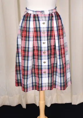 1960s Vintage Seersucker Button Skirt by Summit of Boston