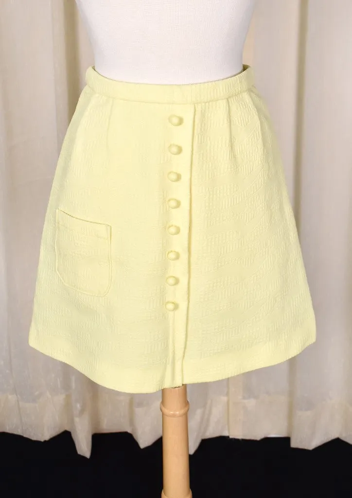 1960s Vintage Yellow Textured Skirt