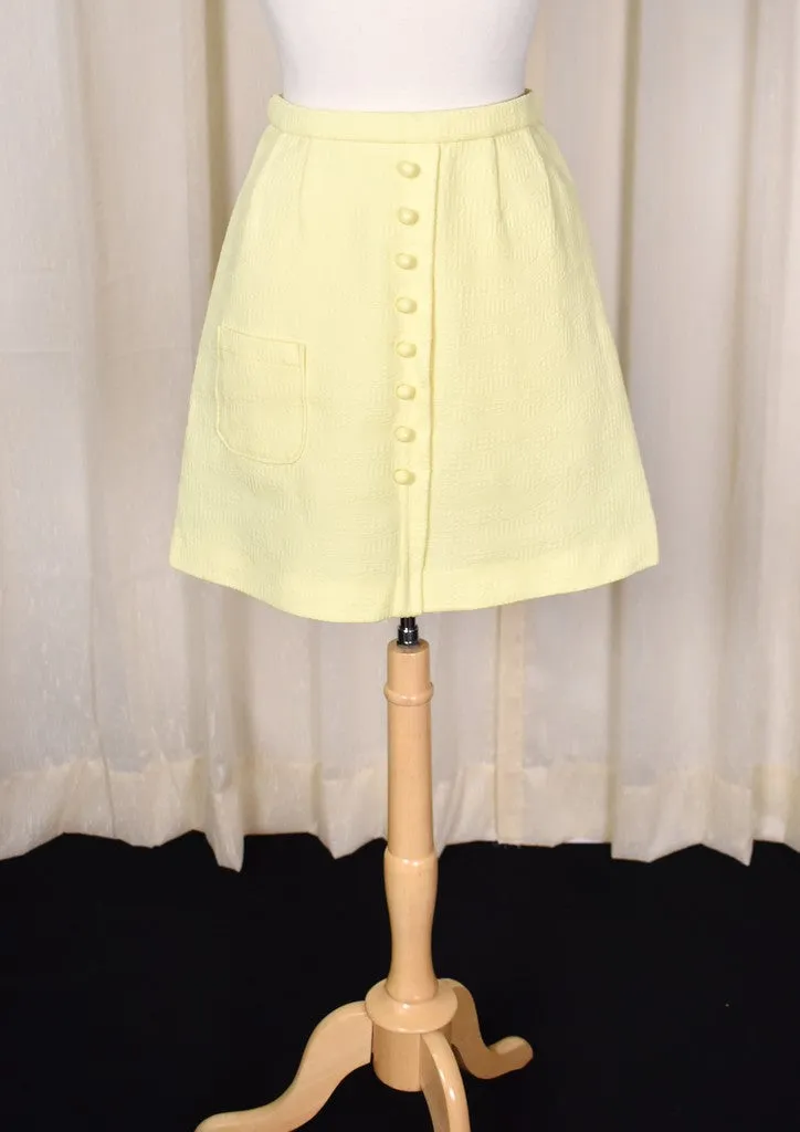 1960s Vintage Yellow Textured Skirt