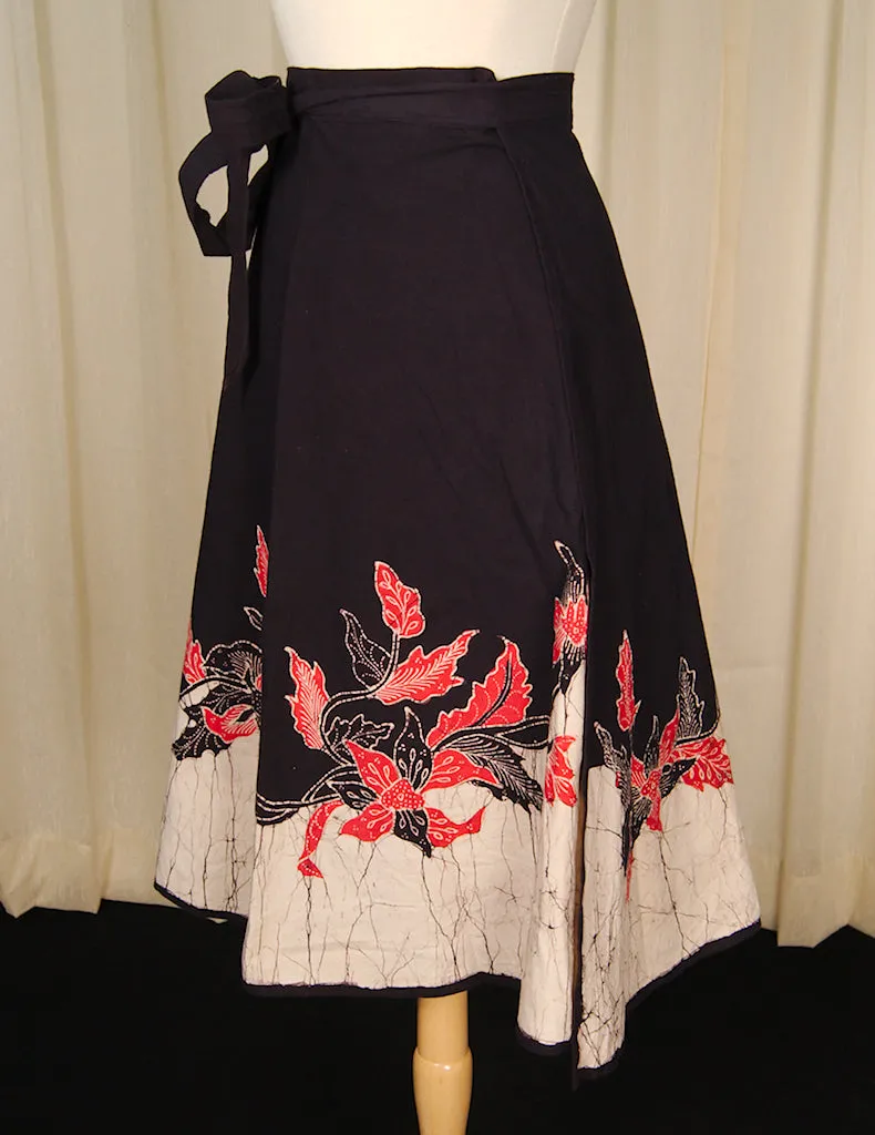 1970s Leaf Batik Wrap Skirt