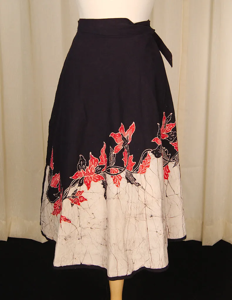 1970s Leaf Batik Wrap Skirt