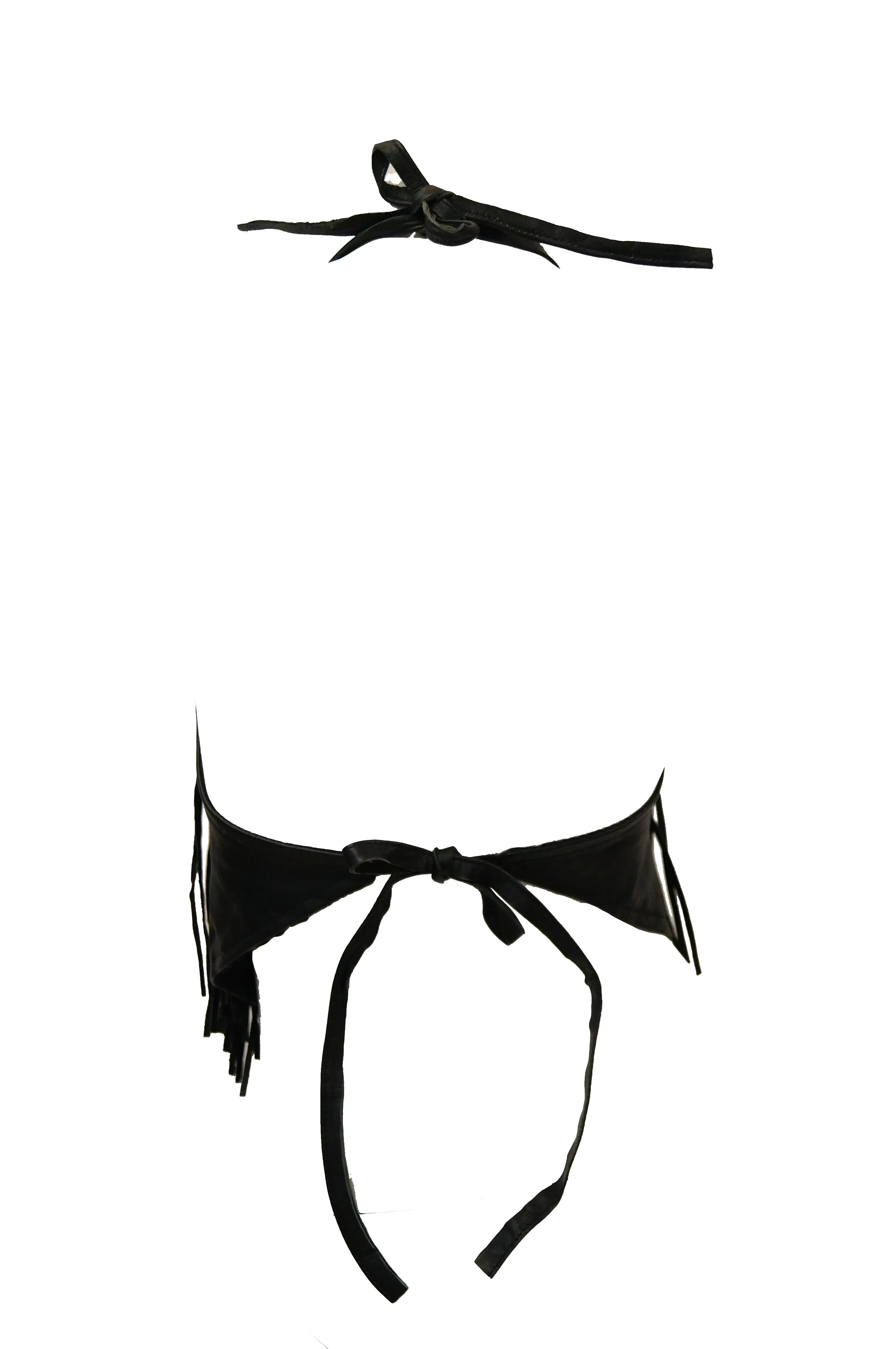 1970s Leather Lace Up Halter Top w/ Fringe and Suede Details