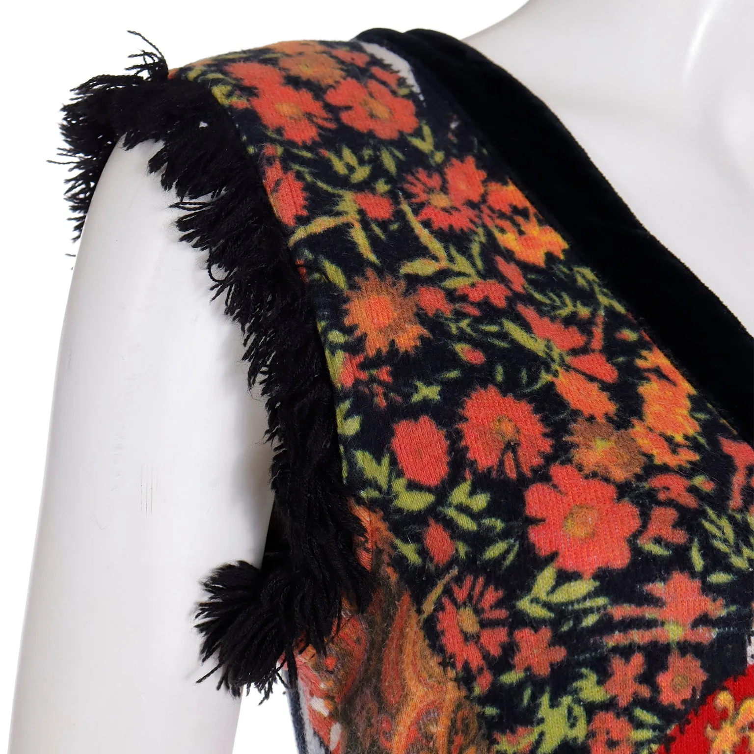 1980s Moschino Jeans Patchwork Floral Print Button Front Top or Vest w Heart