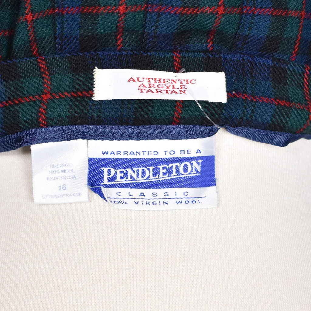 1980s Vintage Green Navy Pleated Skirt