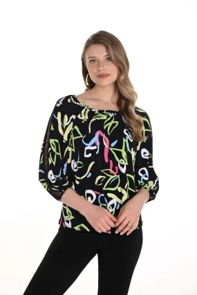 Abstract Print Peasant Top