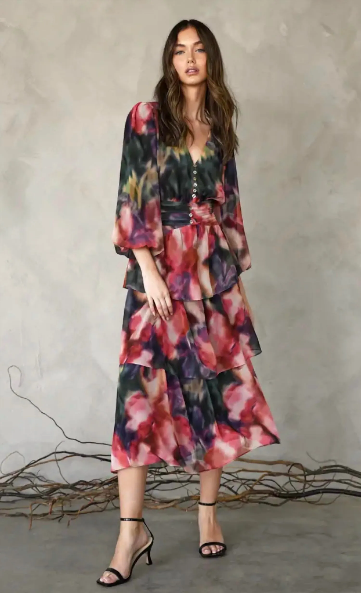 Adelyn Rae - Cherly Tiered Midi Dress