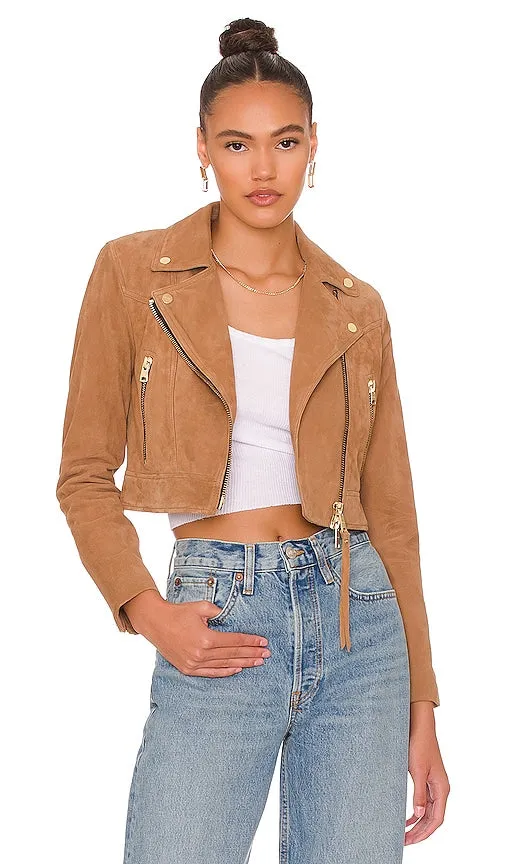 ALLSAINTS Suede Rift Biker in Tan