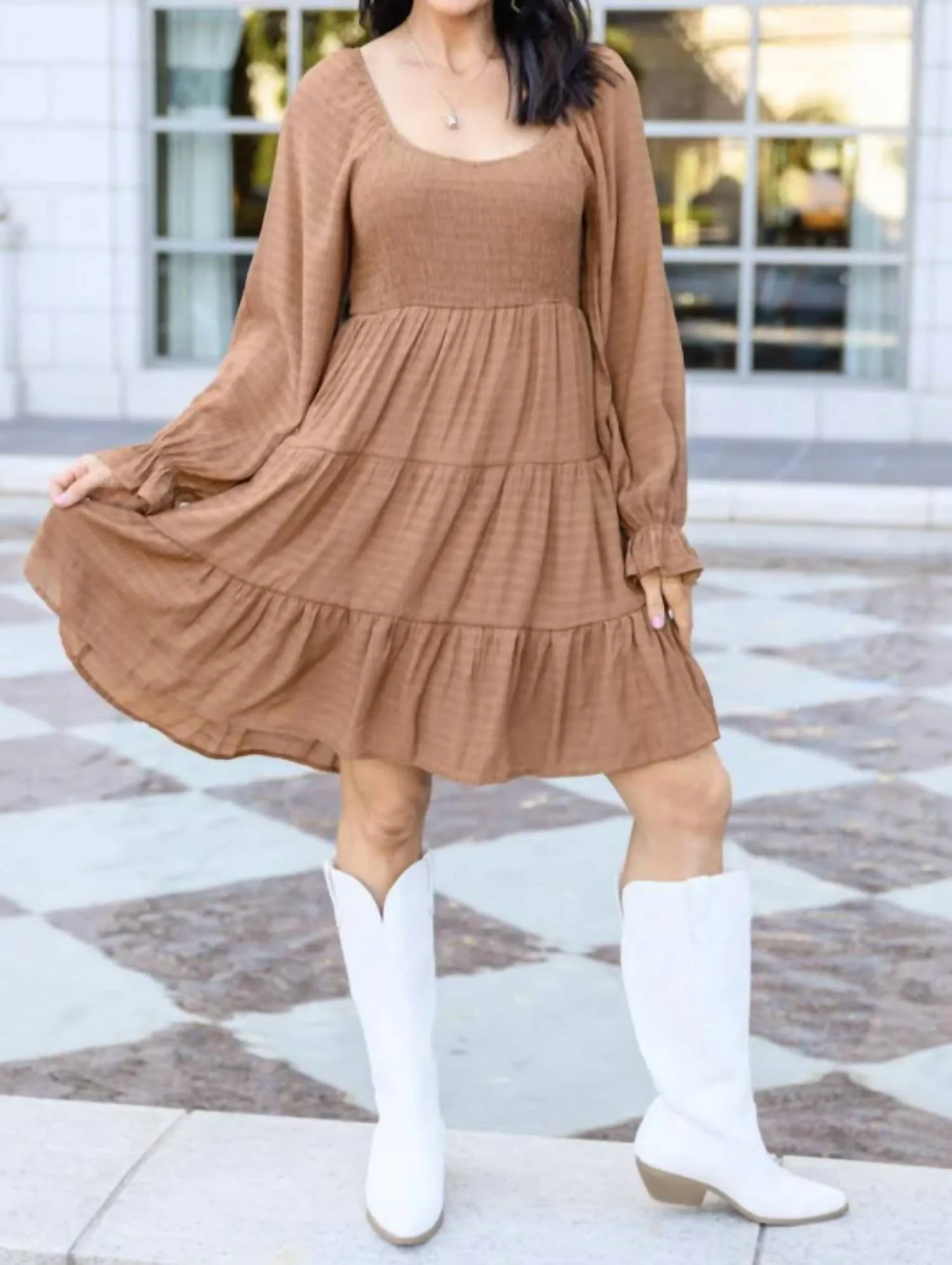 Andree By Unit - Sweetest Soul Tiered Dress in Brown