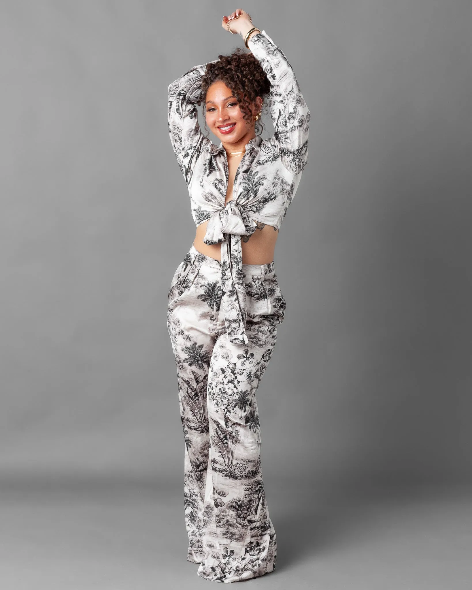Bari Tropical Silky Palazzo Pants