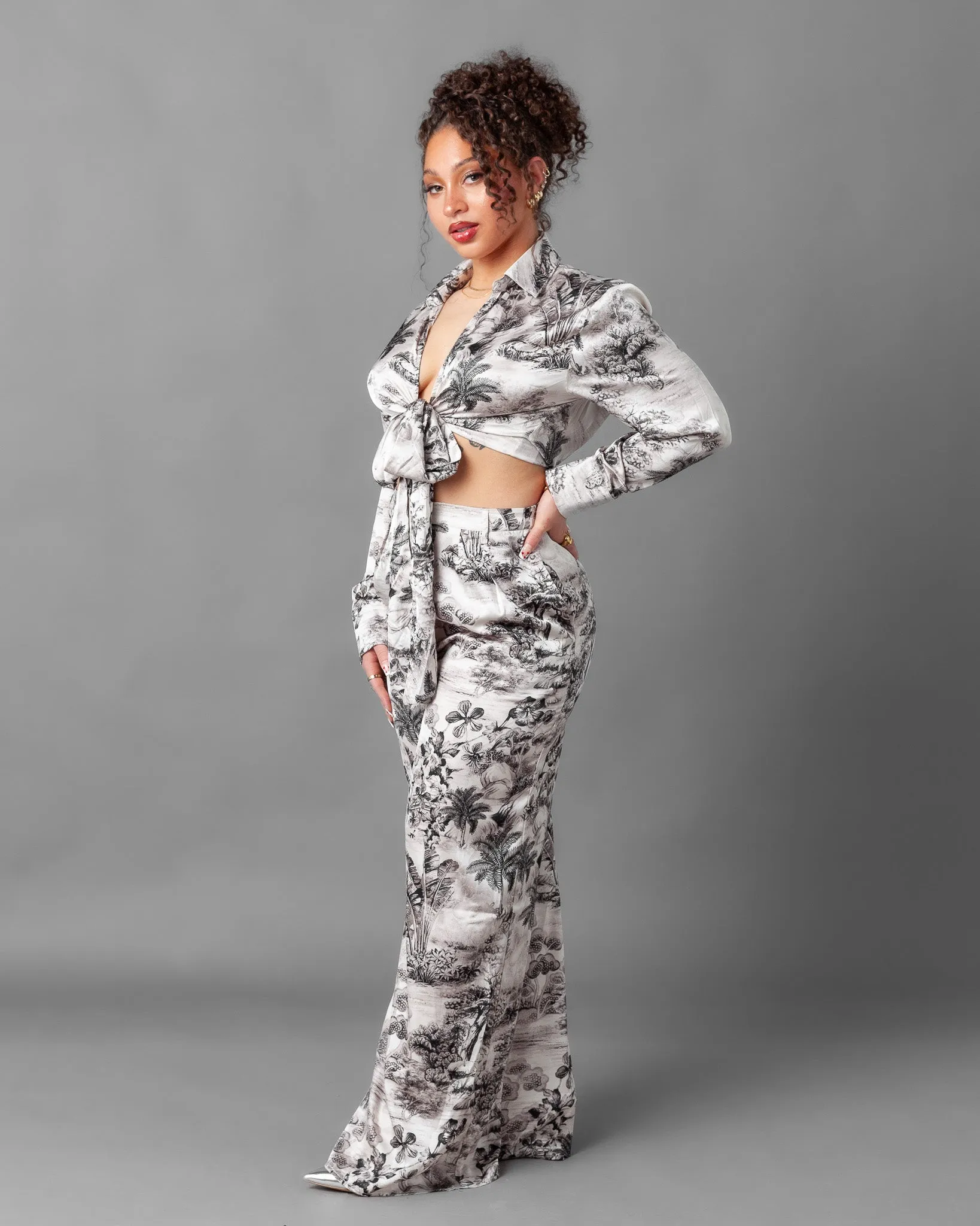 Bari Tropical Silky Palazzo Pants
