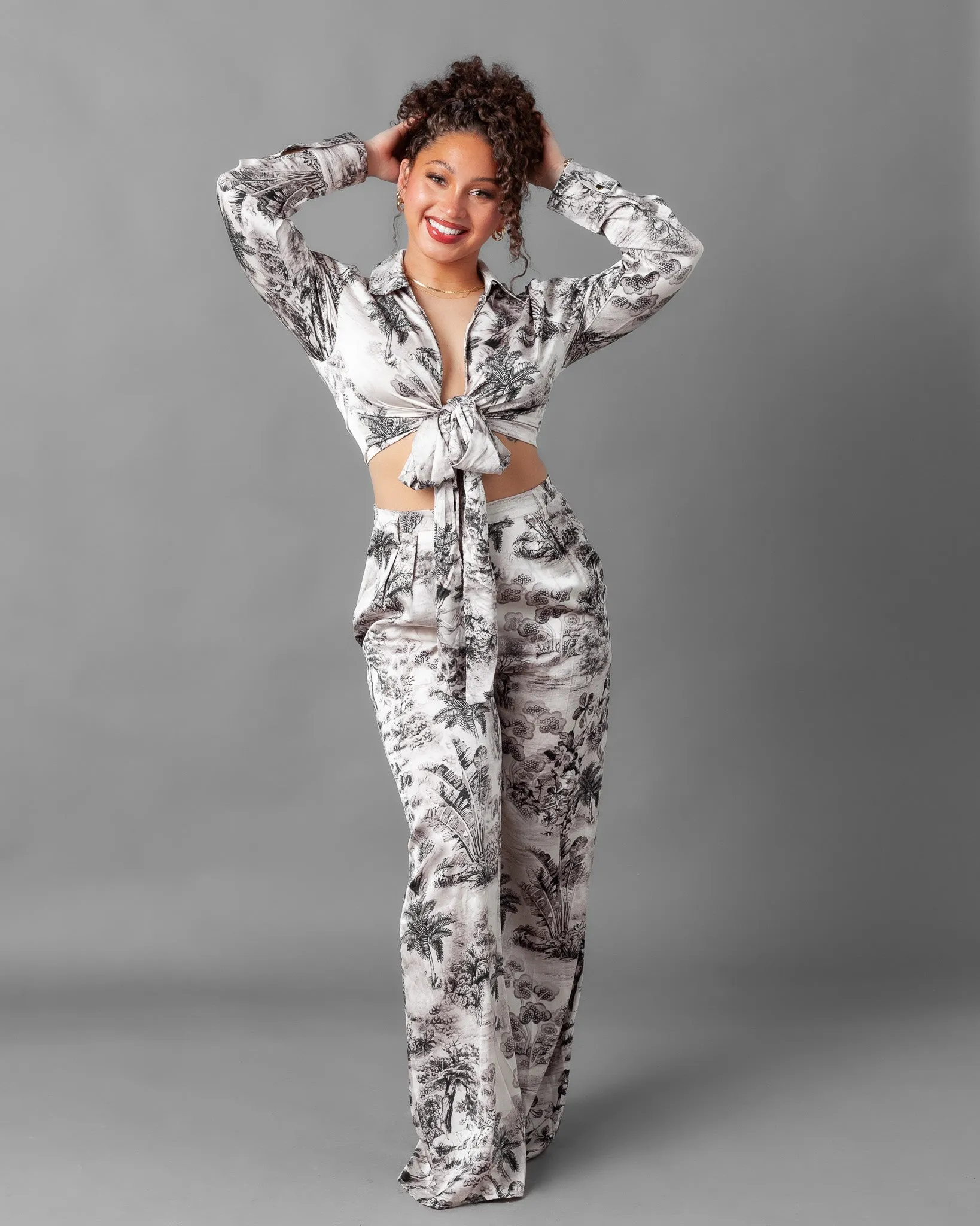 Bari Tropical Silky Palazzo Pants