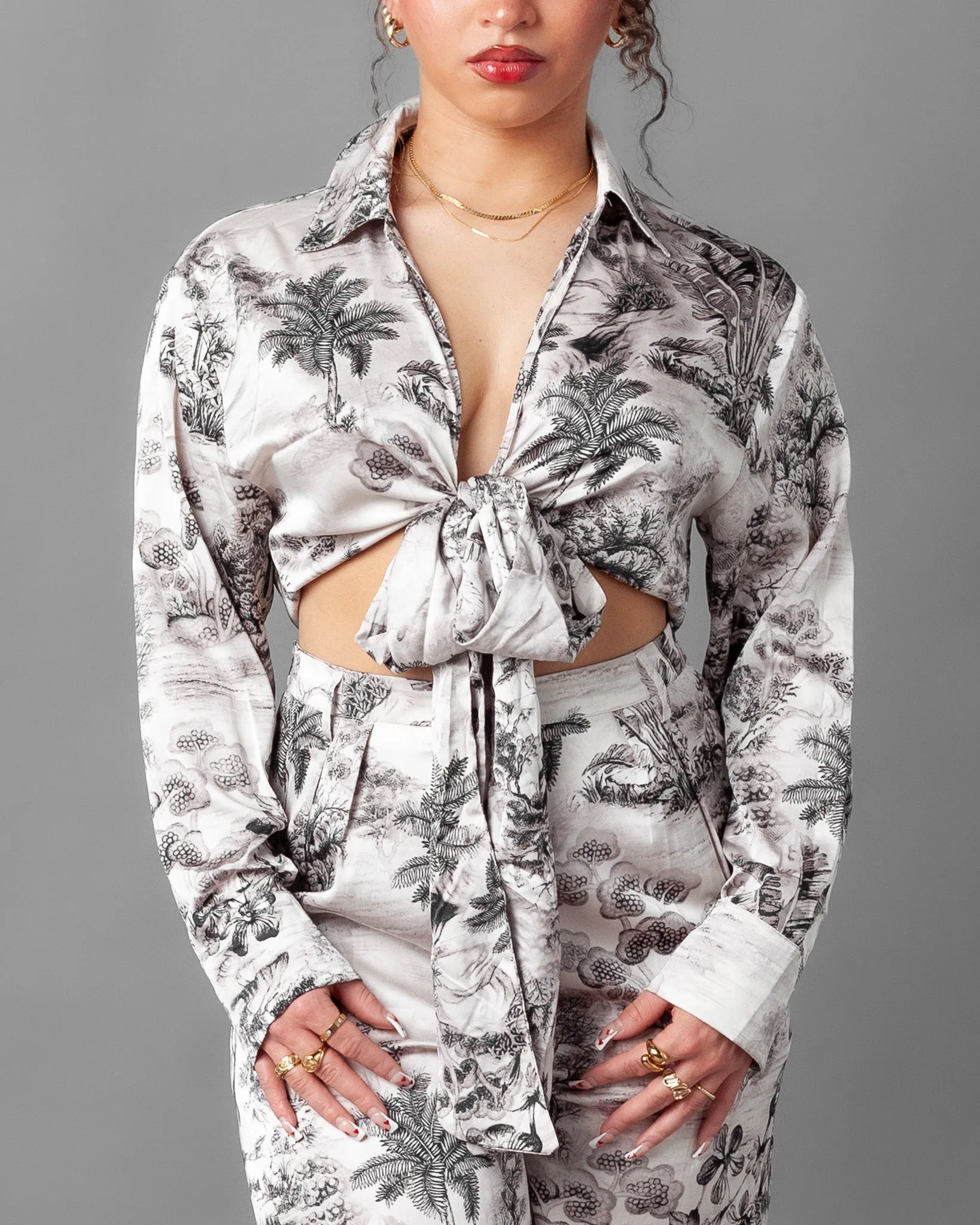 Bari Tropical Silky Palazzo Pants