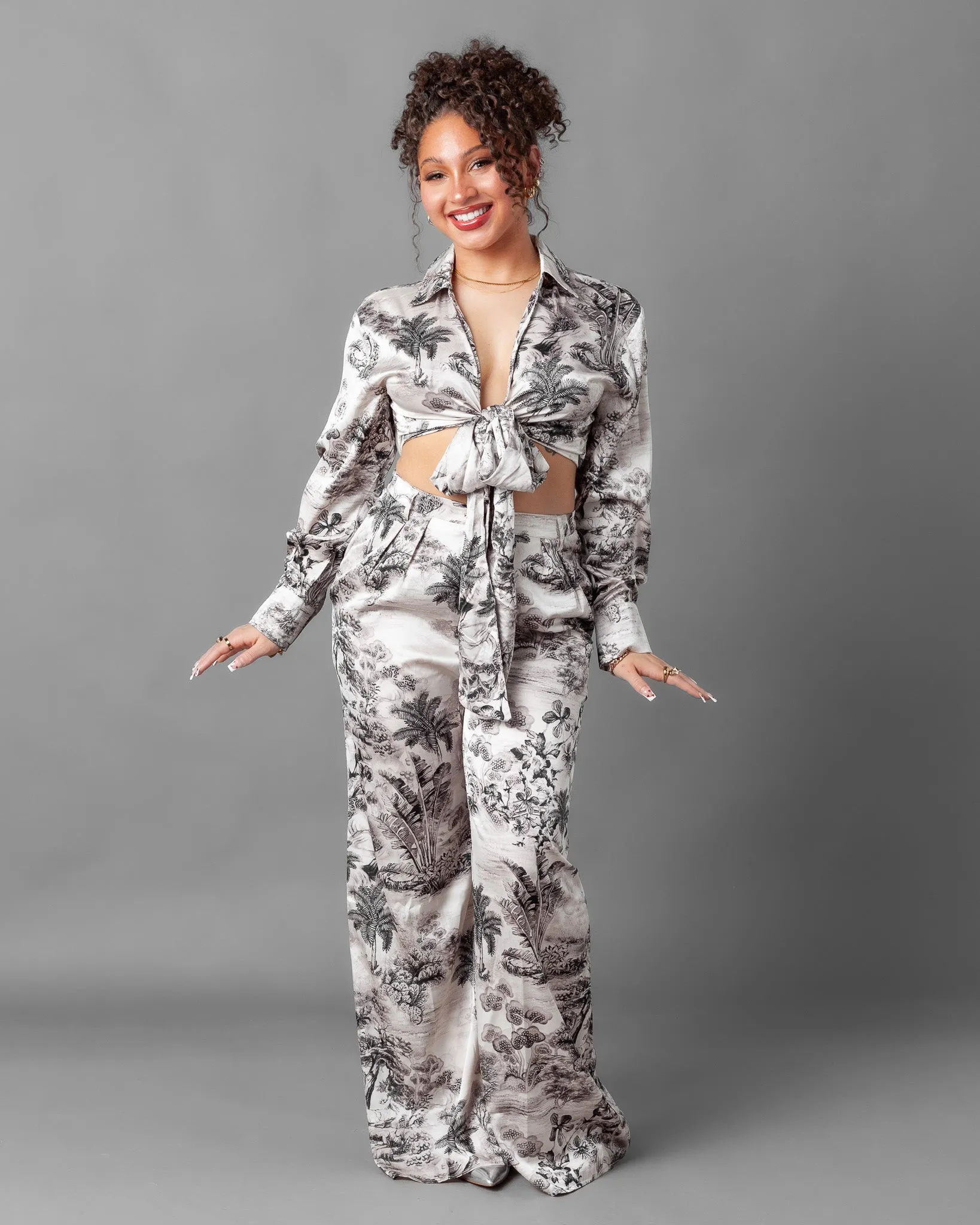 Bari Tropical Silky Palazzo Pants