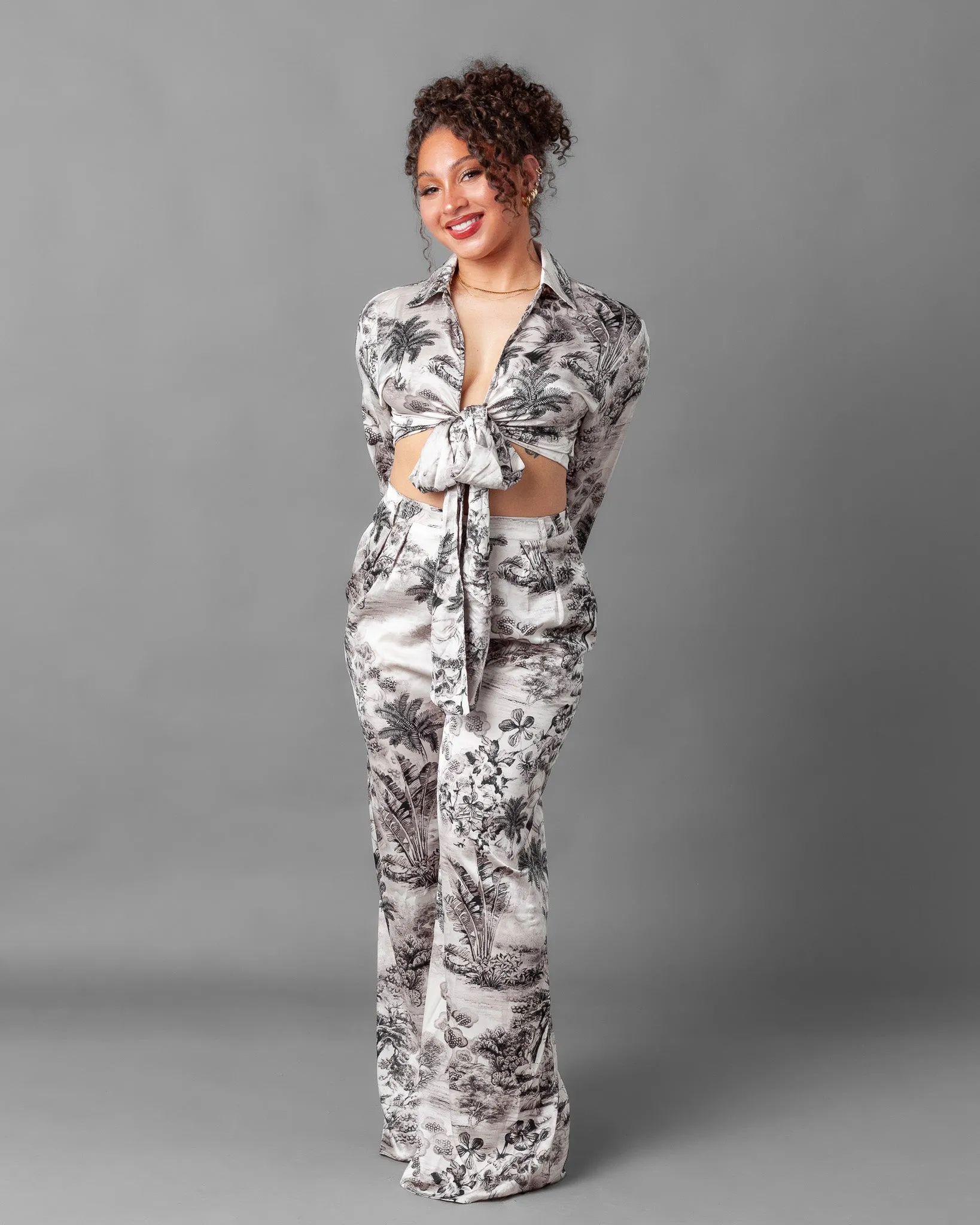 Bari Tropical Silky Palazzo Pants