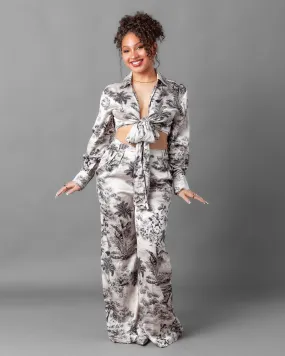 Bari Tropical Silky Palazzo Pants