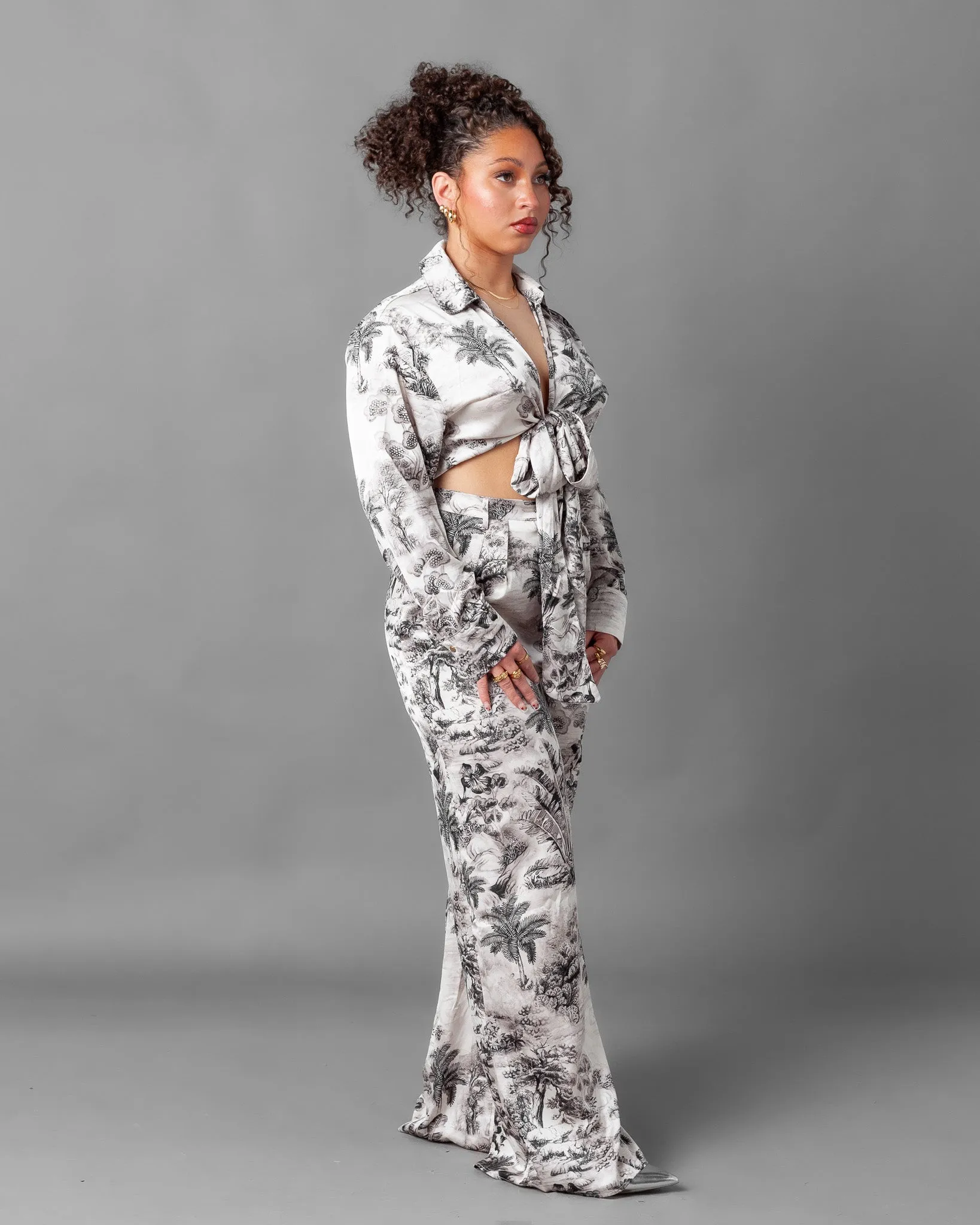 Bari Tropical Silky Palazzo Pants