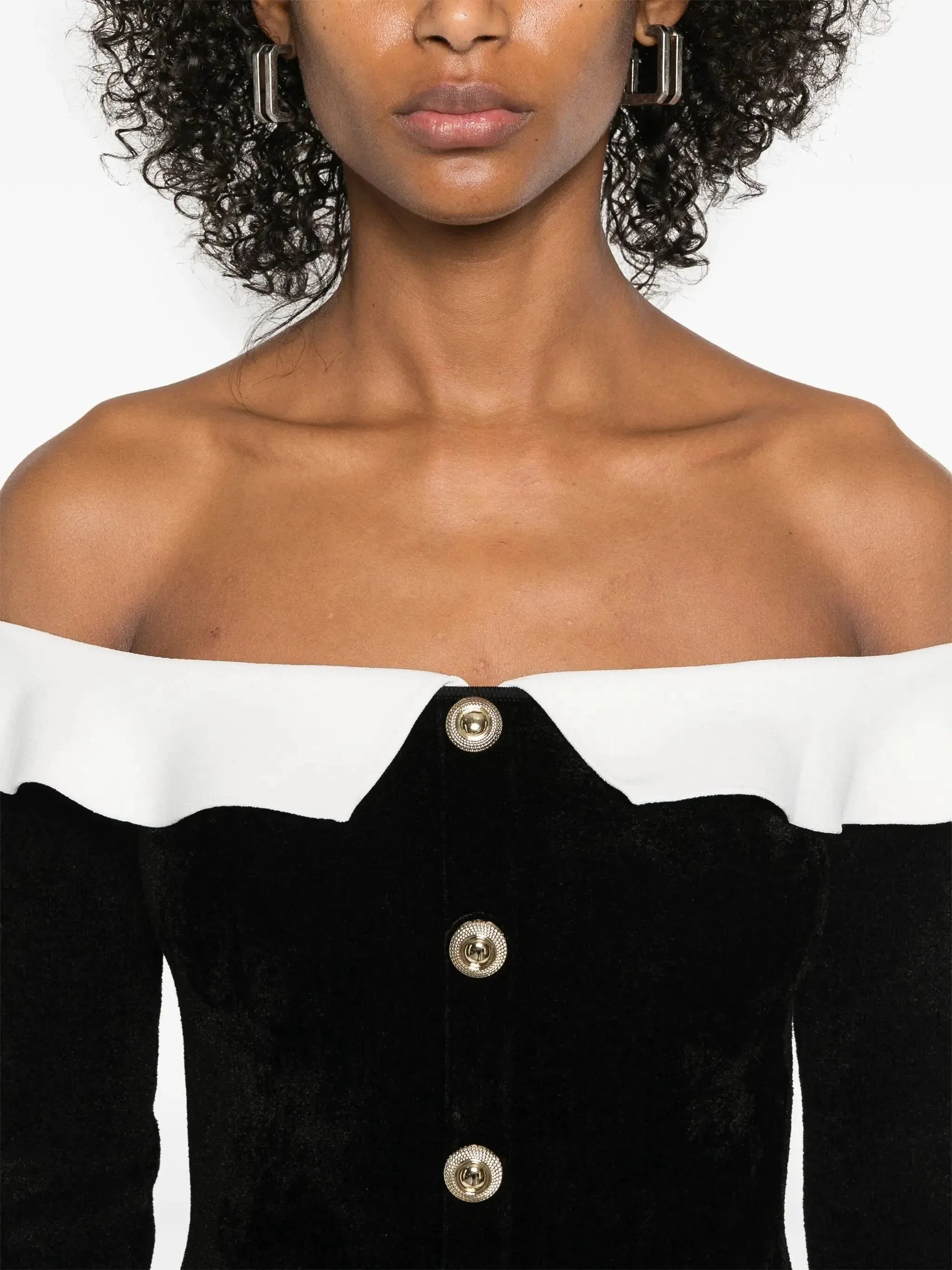 Bicolor Off-Shoulder Knit Top