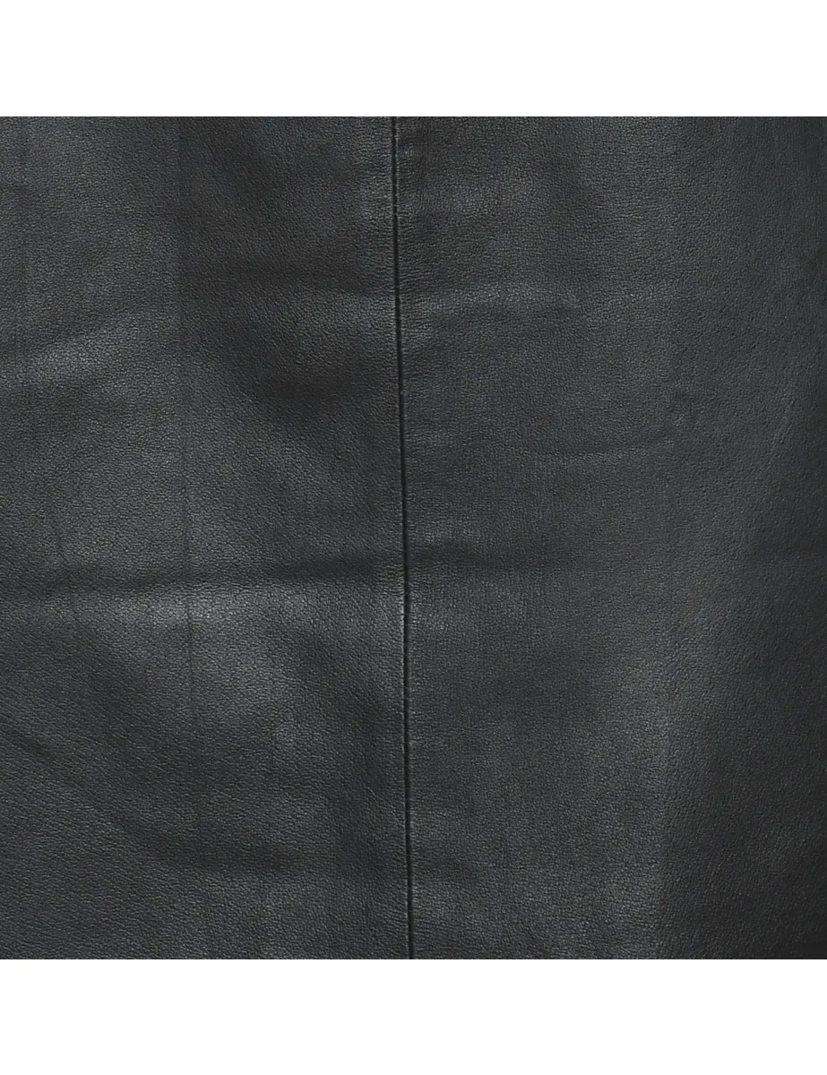 Black A-Line Leather Skirt - M