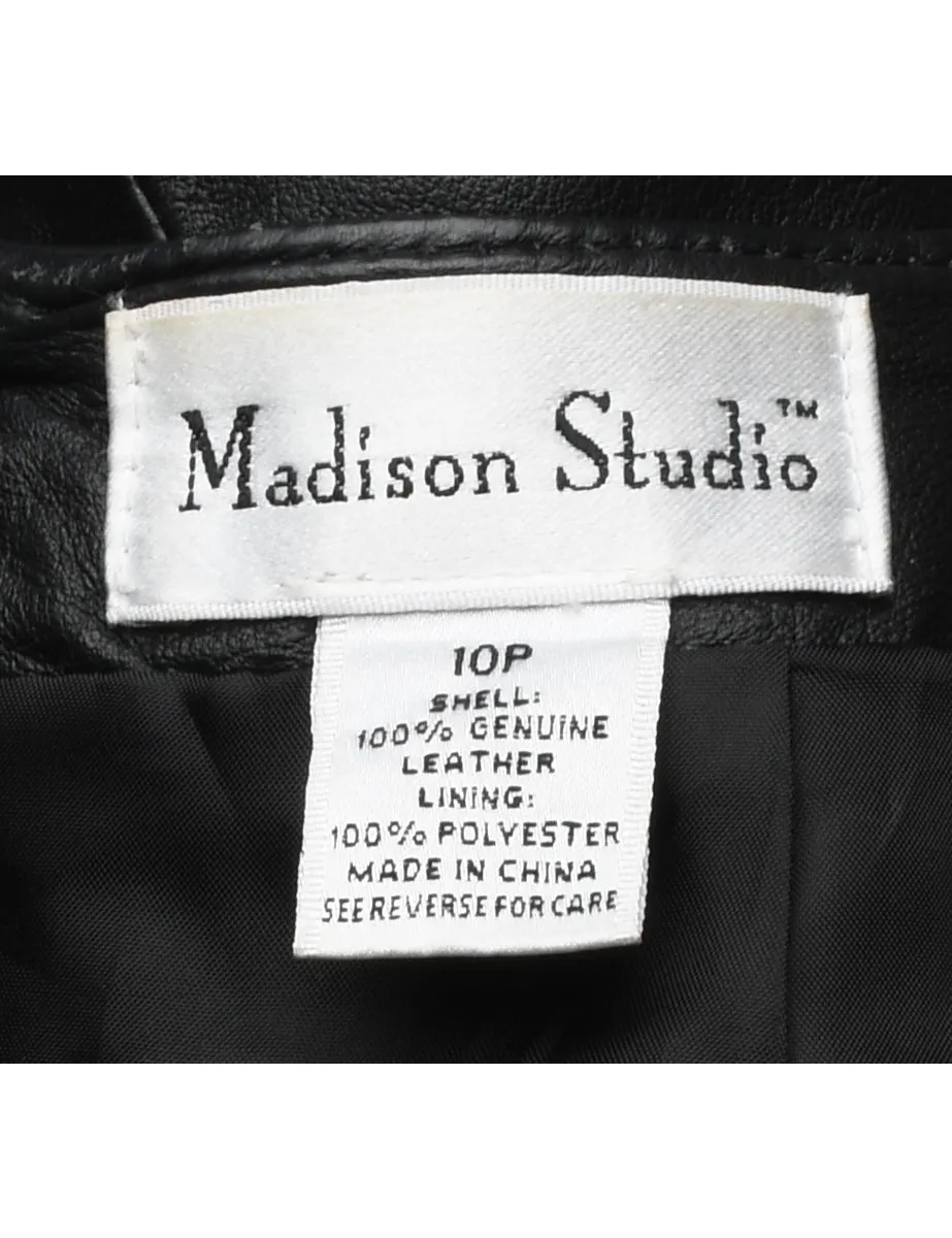 Black A-Line Leather Skirt - M