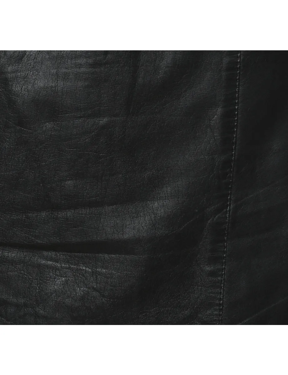 Black A-Line Leather Skirt - S