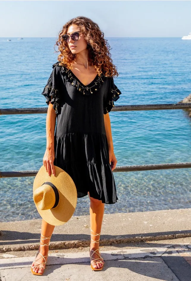 Black Cotton Plus Size Summer Dress