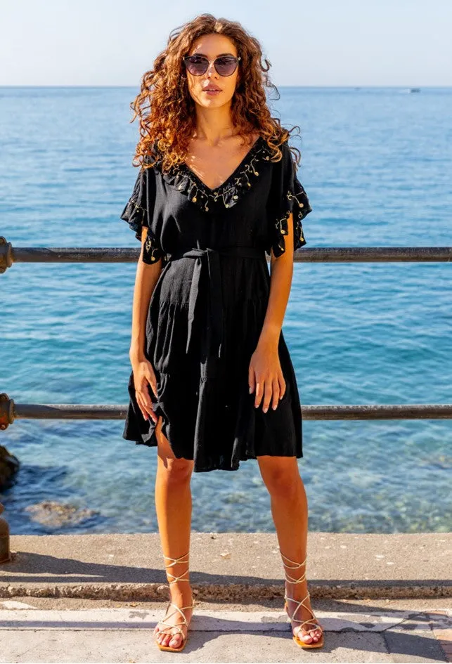 Black Cotton Plus Size Summer Dress