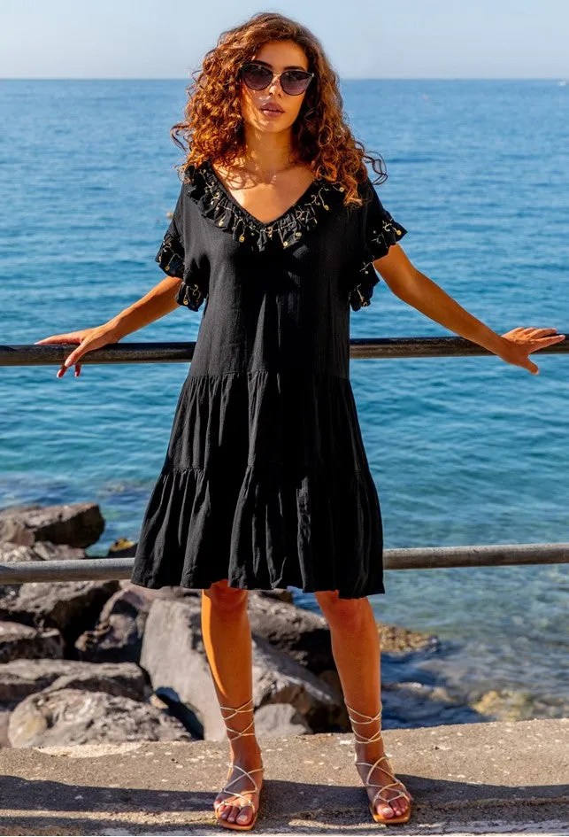 Black Cotton Plus Size Summer Dress