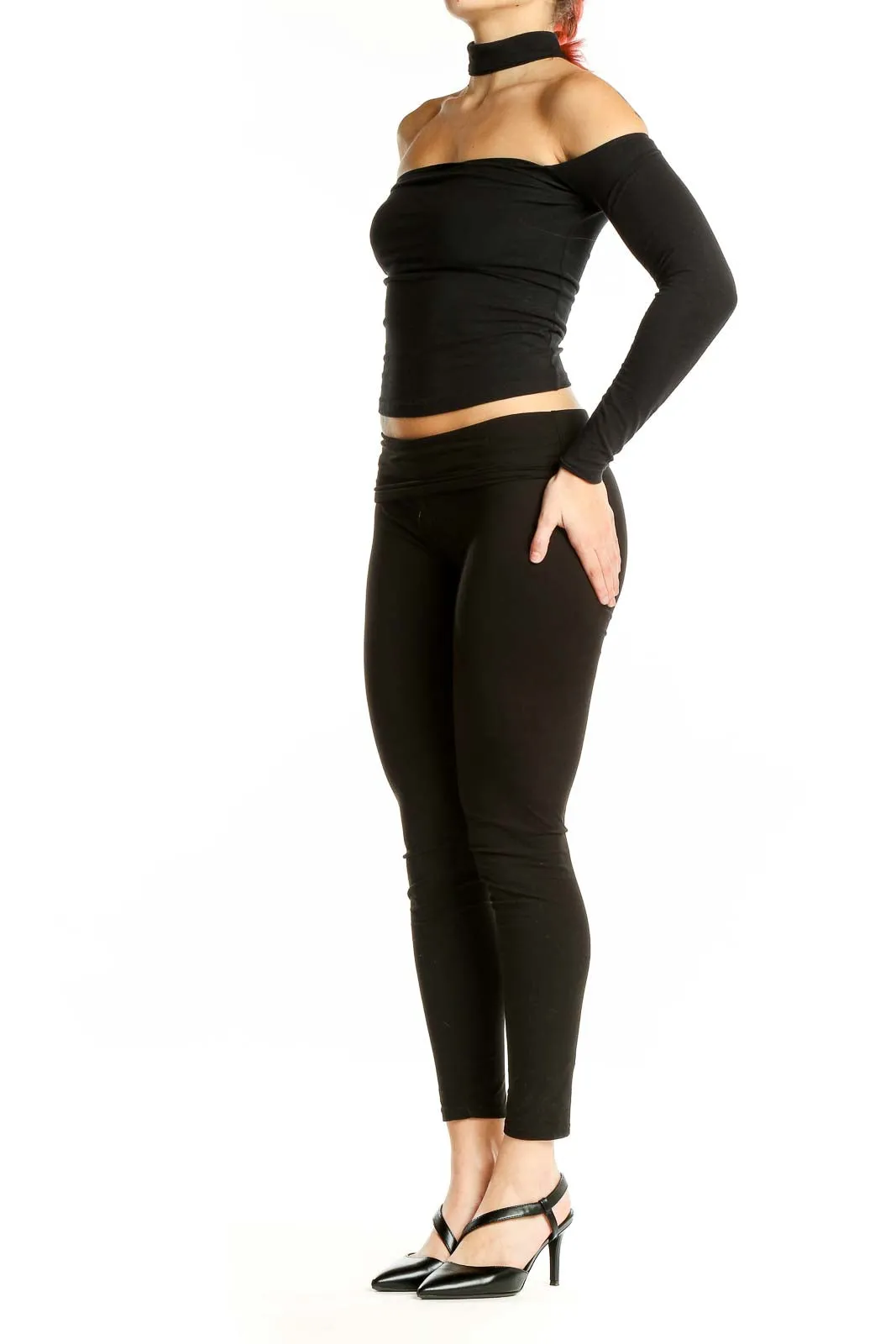 Black Off-Shoulder Choker Crop Top