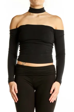 Black Off-Shoulder Choker Crop Top