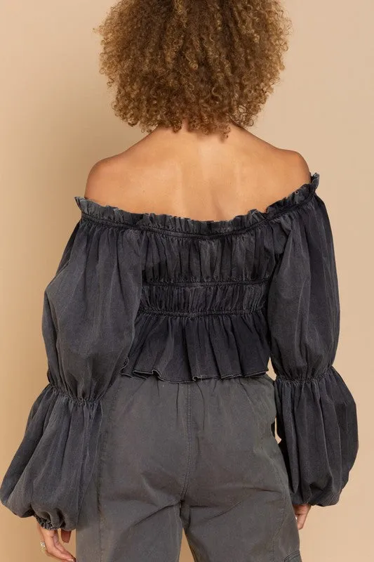 Black Off-shoulder Style Top