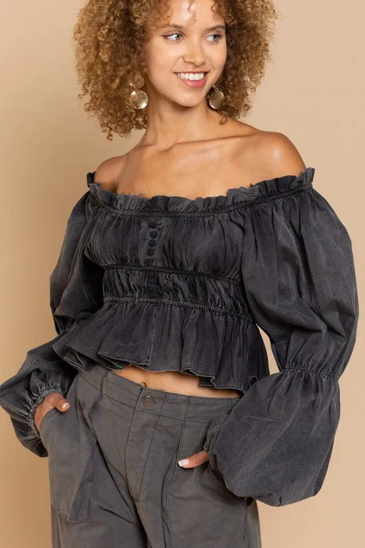 Black Off-shoulder Style Top