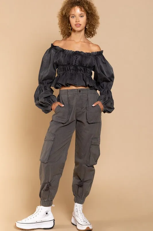 Black Off-shoulder Style Top