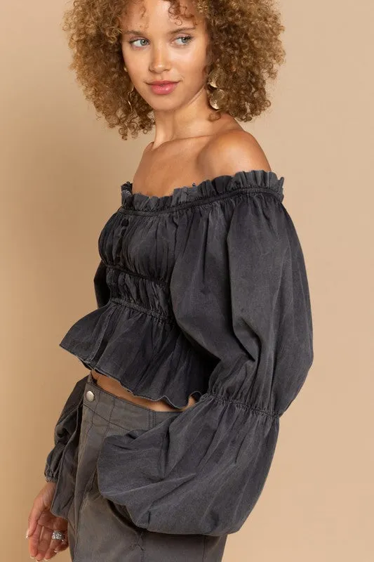 Black Off-shoulder Style Top