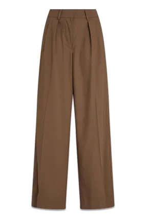 Buckled Grain de Poudre Wide-Leg Pants