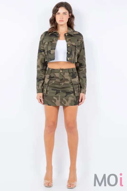 CAMO UTILITY POCKET A-LINE SKIRT