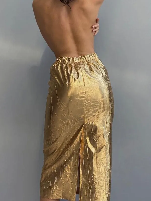 Chicmy-Solid Color A-line Skirts Bottoms