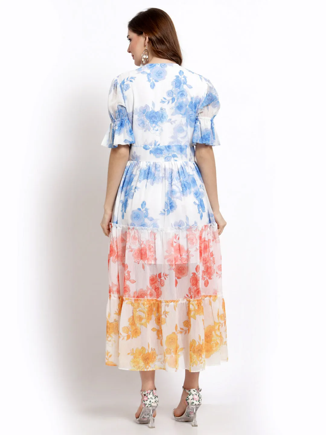 Chiffon Colour Blocking Layered Dress