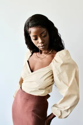 Colette Front Ribbon Puff Sleeve Tie Top