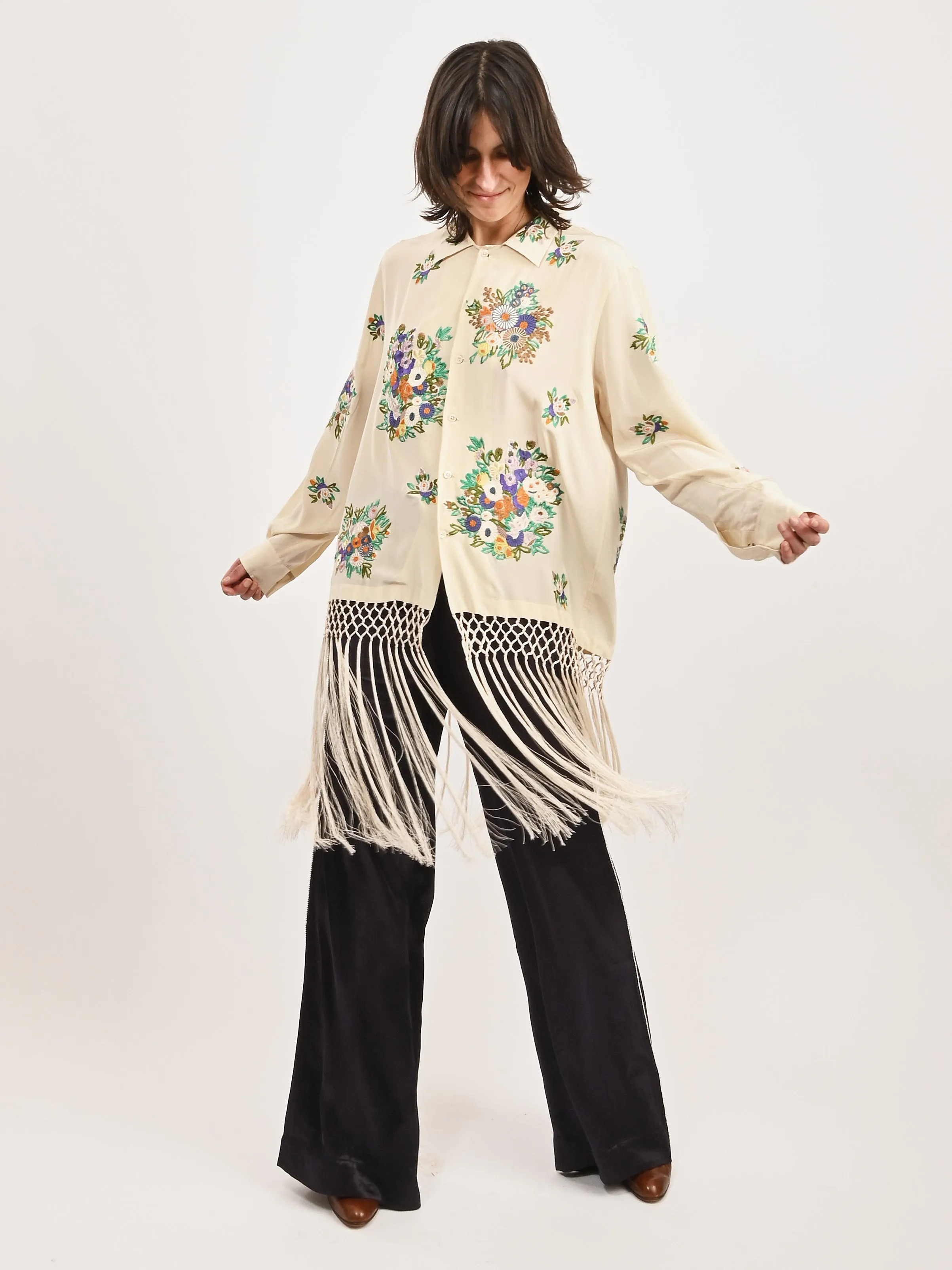 Cream/Multi Flower Language Shirt