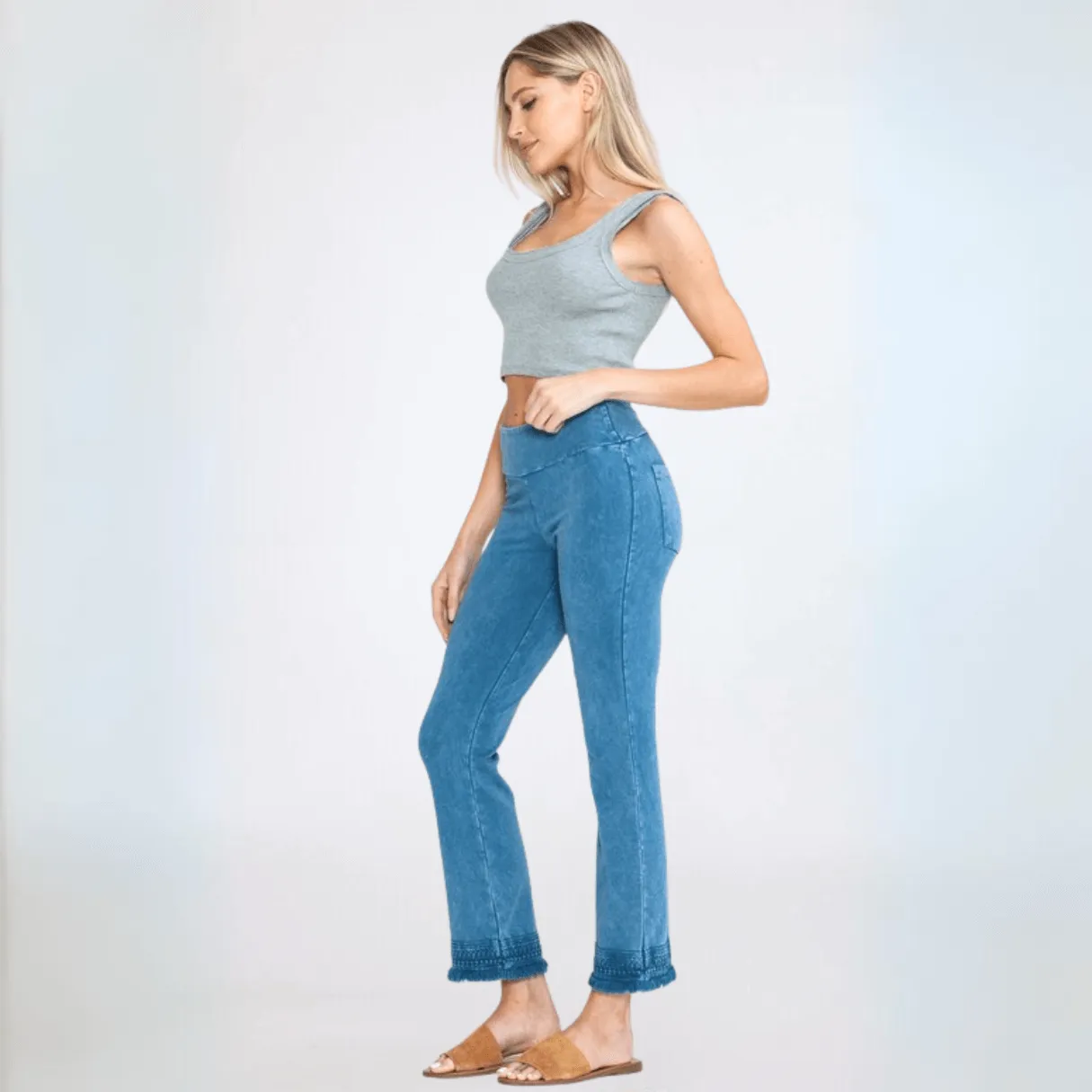 Crochet & Cropped Cotton Jeggings Made in USA