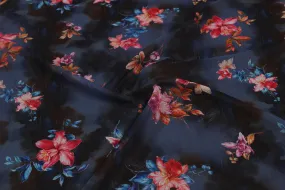 Dark Blue Printed Georgette Fabric