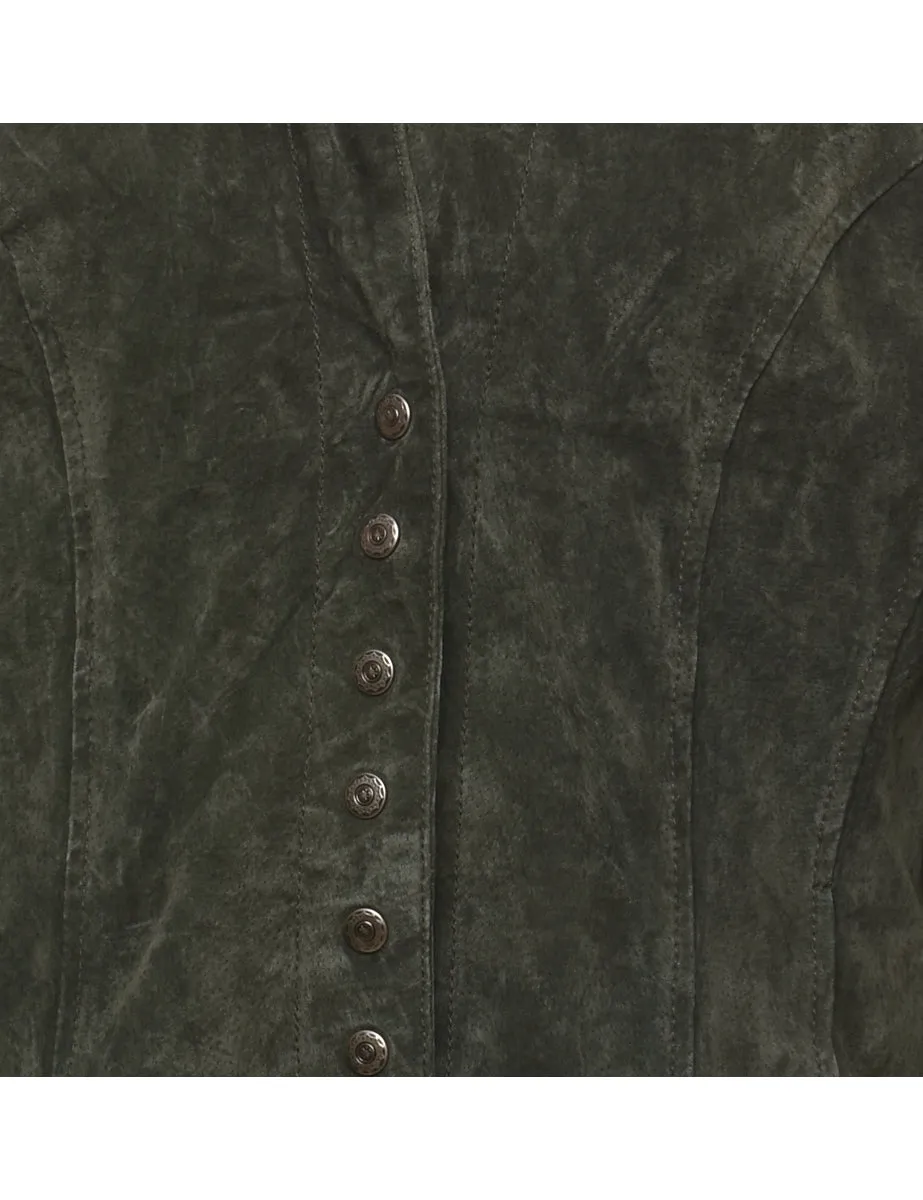Dark Green Suede Jacket - L