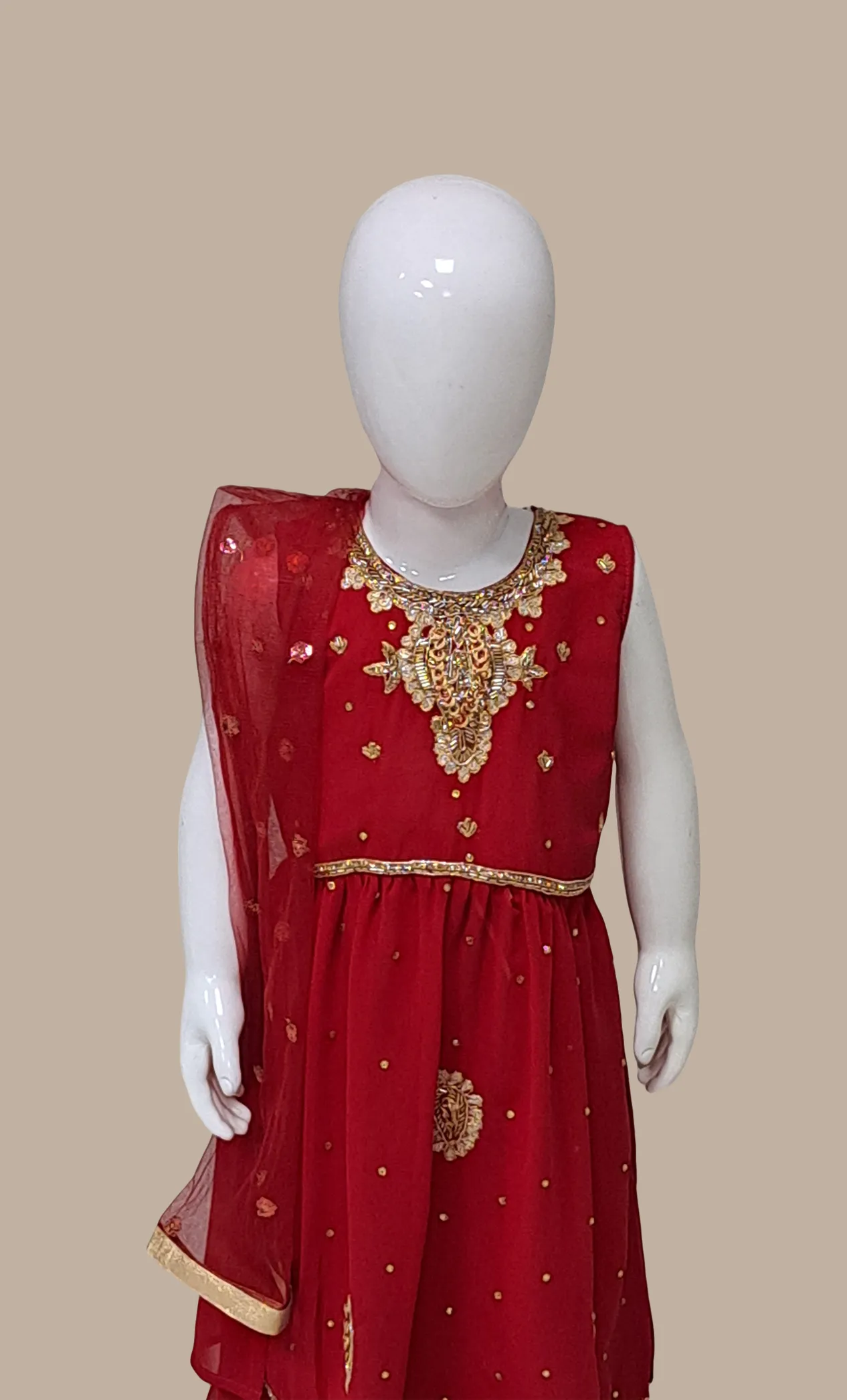 Deep Red Embroidered Palazzo Set