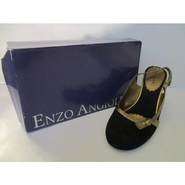 Enzo Angiolini Black Suede Slingback Round Toe Sandal Pumps Size Us