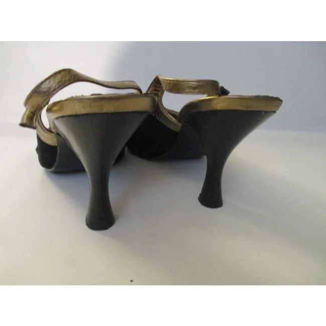 Enzo Angiolini Black Suede Slingback Round Toe Sandal Pumps Size Us