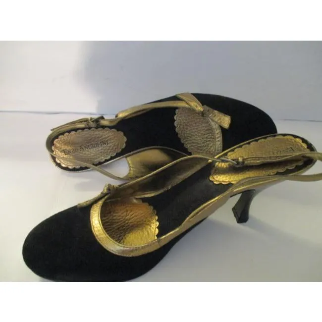 Enzo Angiolini Black Suede Slingback Round Toe Sandal Pumps Size Us