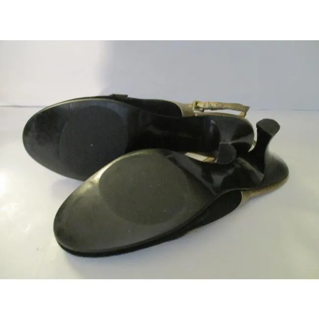 Enzo Angiolini Black Suede Slingback Round Toe Sandal Pumps Size Us